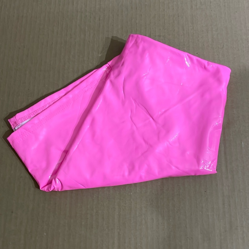 Hot pink latex skirt